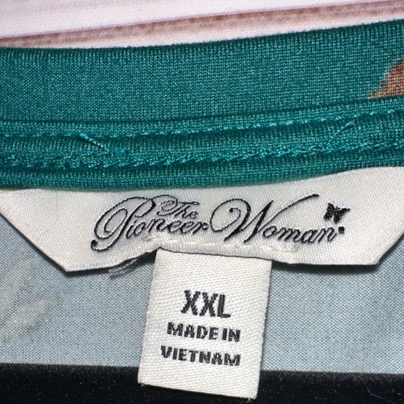 The Pioneer Woman Teal Floral Blouse Size XXL Office Church School Casual - Picture 5 of 5